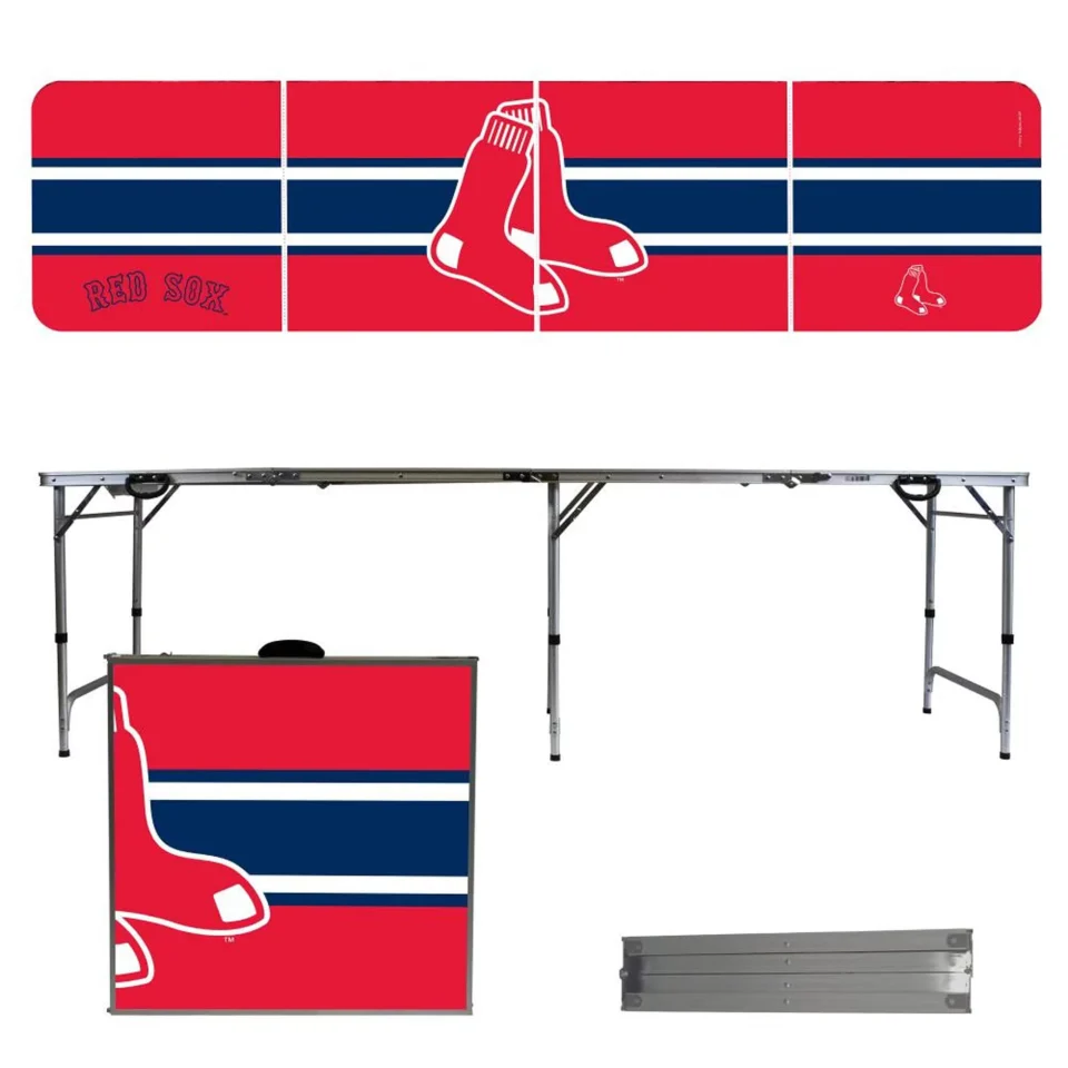 Core Storage Boston Red Sox Striped Design 8' Portable Folding Tailgate Table
