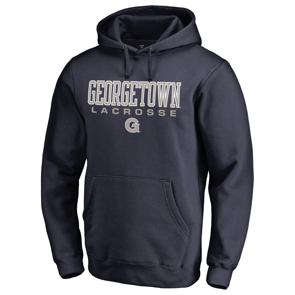 Lightweight Upgraded Men's Fanatics Branded Navy Georgetown Hoyas True Sport Lacrosse Pullover Hoodie