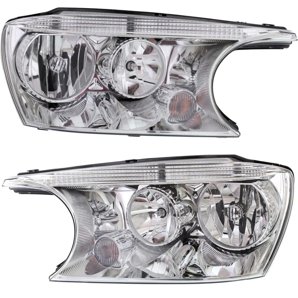 Supreme Easy-Clean Headlight Set For 2004-2007 Buick Rainier Left and Right With Bulb 2Pc