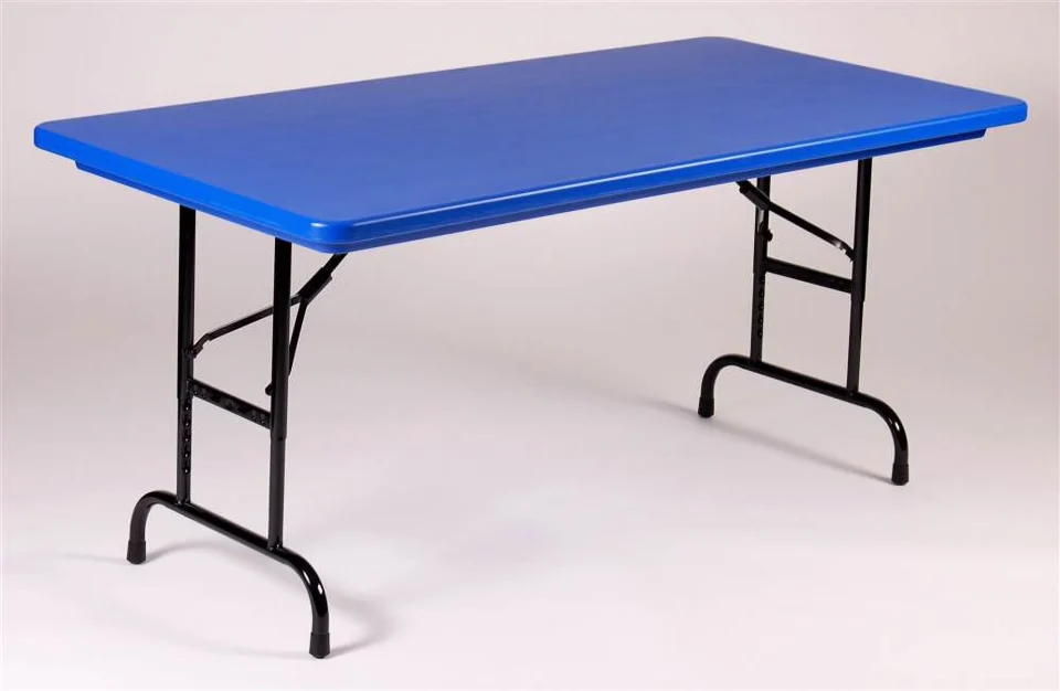 Essential Popular Medium Adjustable Height Folding Table in Blue (Short)