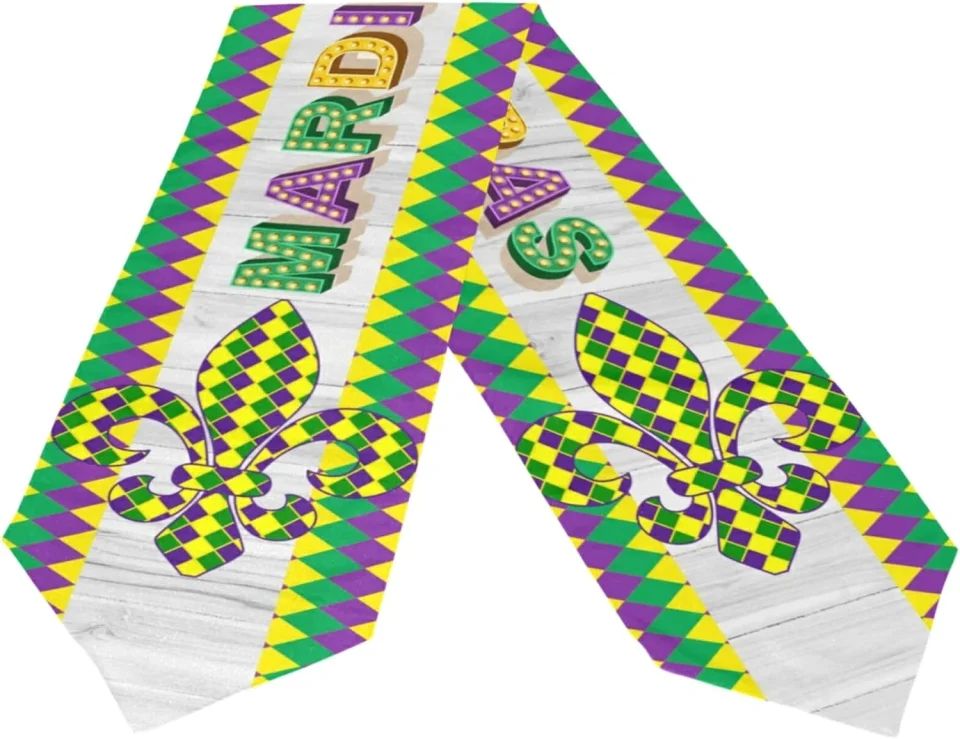 Cleaning Bestwell Double Sided Mardi Gras Long Polyester Table Runner 13 x 70 Inches Fleur De Lis Table Cloth Cover Placemats for Kitchen Dinning Living Holiday Wedding Party Decor