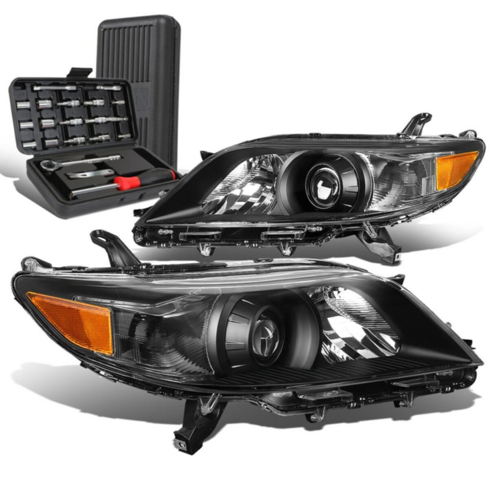 Healthy 2011-2020 Toyota Sienna Black Amber Side Projector Headlight Lamp+Tool Box