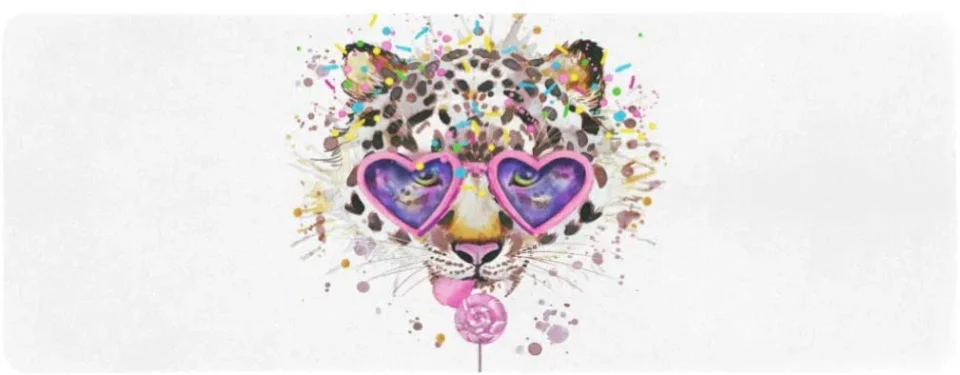 Gift-Ready KXMDXA Splash Watercolor Leopard Funny Extra Extended Large Gaming Mouse Pad Mat Desk Pad Keyboard Mat 31.5x12 inch
