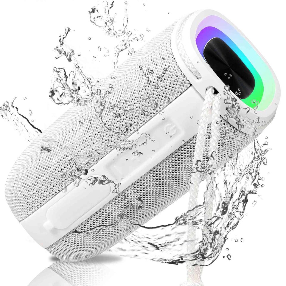 Baking UrbanX Scorpio Series Bluetooth Speaker, IPX5 Waterproof Speakers 360�� HD Surround Sound with Punchy Bass, True Wireless Pairing, BT5.3, Portable Speaker for iPad Pro 11 (2022) - White