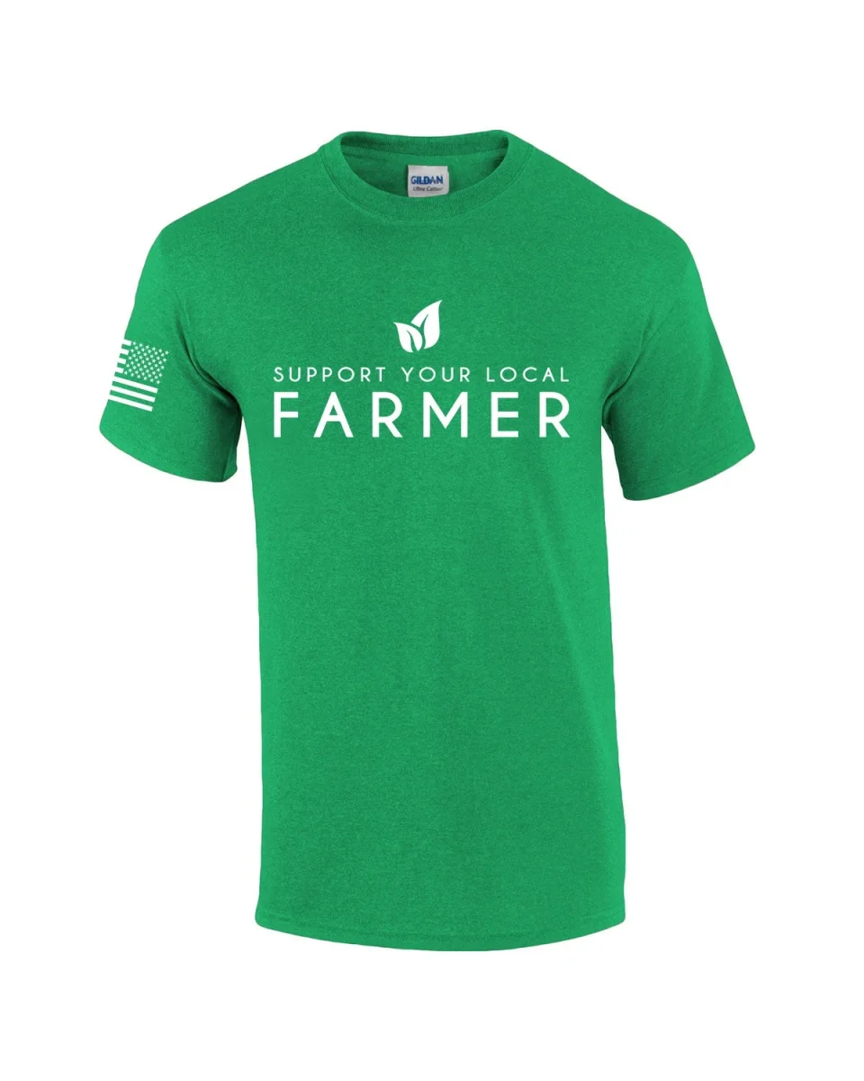 Ultimate Mens Support Your Local Farmers Agriculture Food Farm to Table Short Sleeve T-shirt Graphic Tee-Antique Irish Green-small