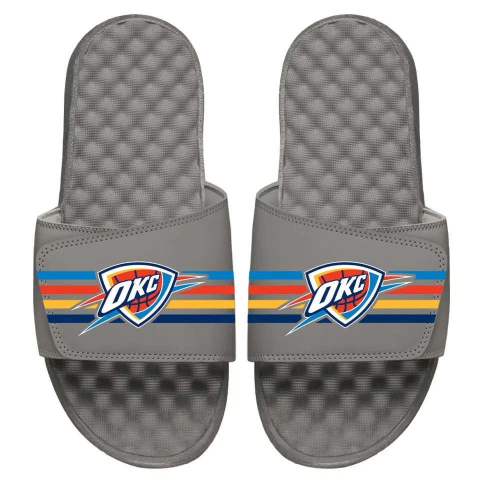 Bamboo Home Youth ISlide Gray Oklahoma City Thunder Stripes Slide Sandals
