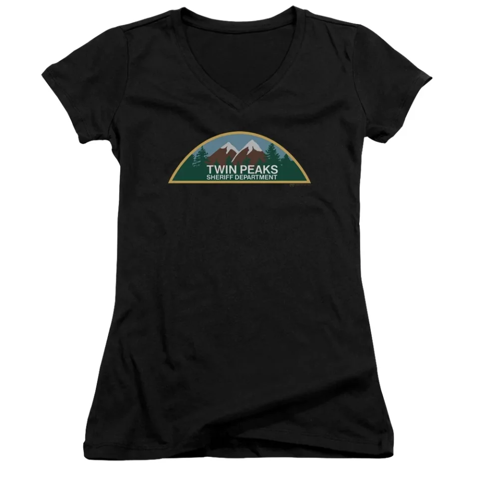 Core Twin Peaks - Sheriff Department - Juniors Cap Sleeve V-Neck Shirt - Small