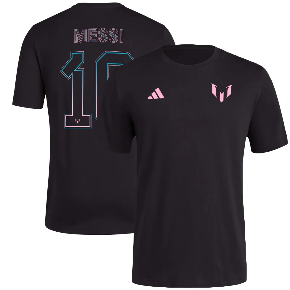 Wooden Cast Iron Men's Messi x adidas Black Name & Number T-Shirt