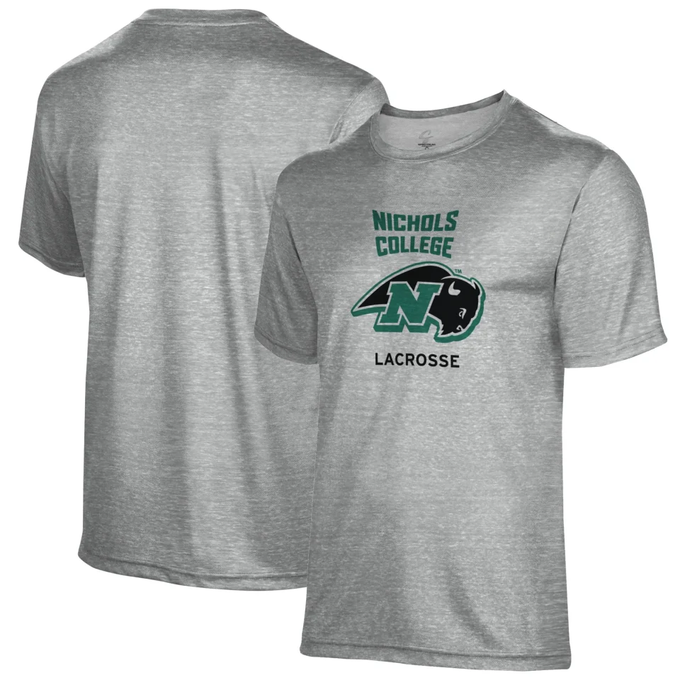 Core Supreme Men's Gray Nichols College Bison Lacrosse Name Drop T-Shirt
