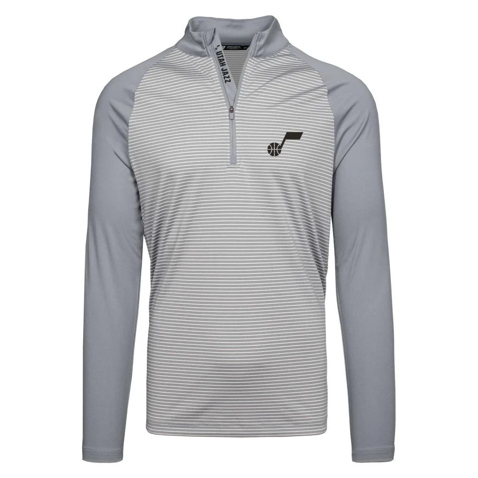 Ceramic Travel Men's Levelwear Gray Utah Jazz Charter Insignia Core Quarter-Zip Pullover Top