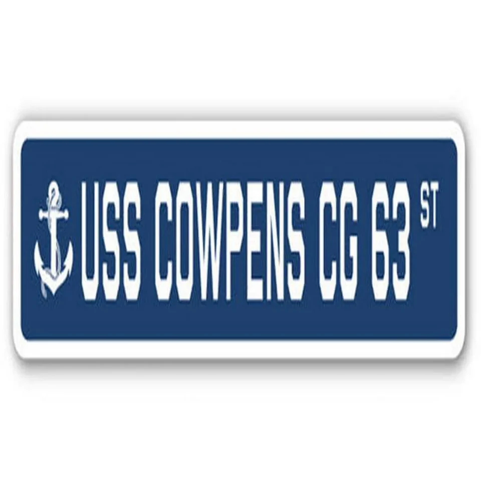 Cast Iron Leak-Proof USS Cowpens CG 63 Street Sign - US Navy Ship Veteran Sailor Gift