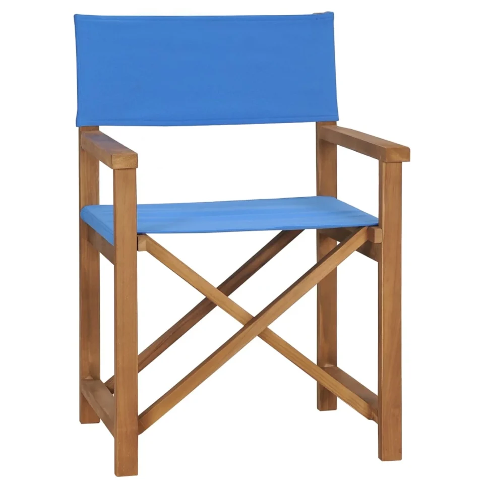 Baking Anself Folding Director Chair Collapsible Teak Wood Camping Chair with Fabric Seat and Backrest Portable Blue for Camp, Picnic, Fishing, Hiking, Sports, Lawn Balcony Outdoor Furniture