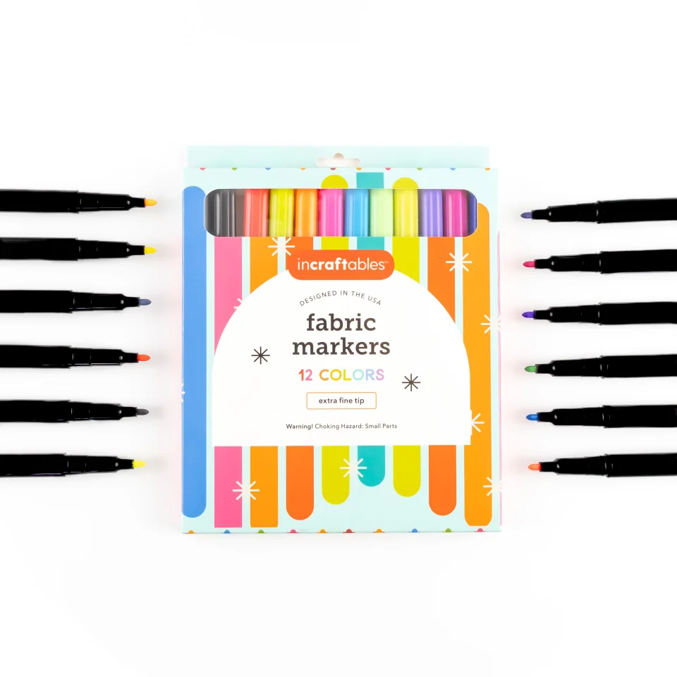 Easy-Clean Incraftables Fabric Markers Permanent for Clothes No Bleed (12 Colors) Non-Toxic Textile Paint Pens