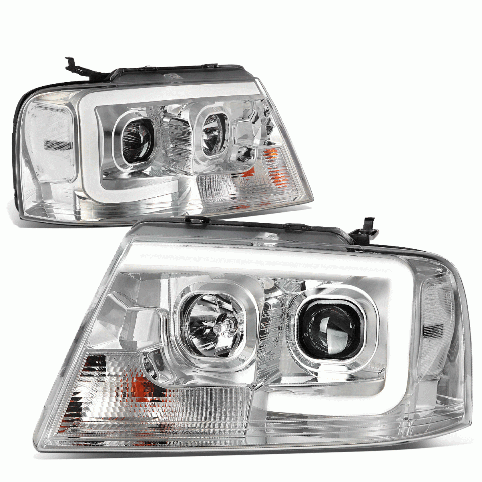 Clear Thickened 04-08 d F150 Mark LT LED DRL Projector Headlight Headlamp Chrome Housing