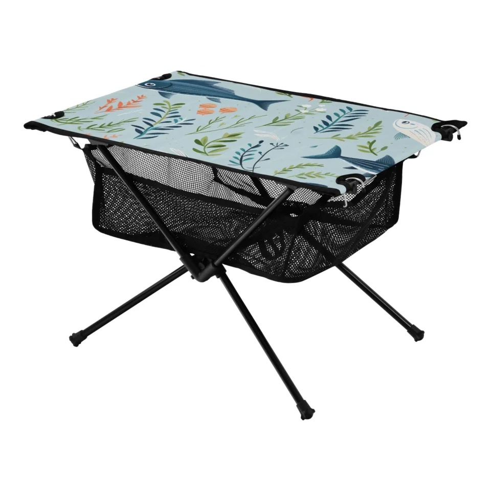 Value Abstract Shark Camping Folding Table Portable Beach Table with Storage Bag Compact Picnic Table for Outdoor Travel Fishing BBQ