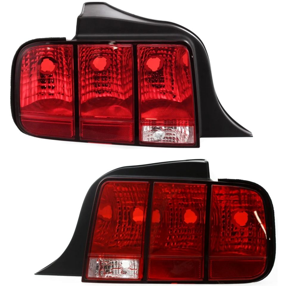 Natural Halogen Tail Light Set For 2005-2009 Ford Mustang Clear & Red Lens 2Pcs
