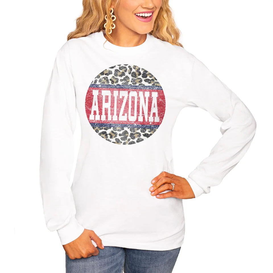 Prime Women's White Arizona Wildcats Scoop & Score Long Sleeve T-Shirt