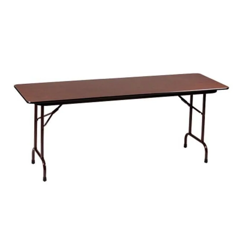 Frosted Home Correll 22-32H Adjustable Height Melamine Top Folding Table in Walnut