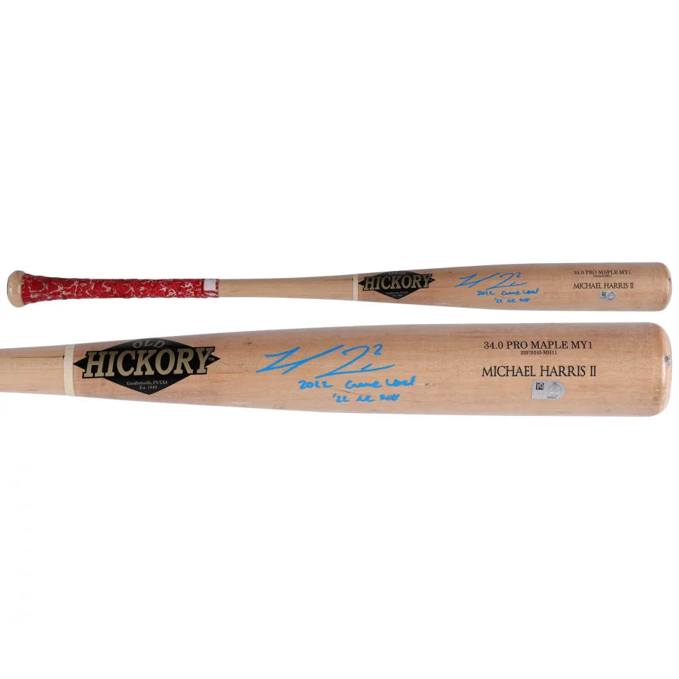 Essential Michael Harris II Atlanta Braves Autographed Game-Used Tan Old Hickory Bat from the 2022 MLB Season with Multiple Inscriptions - Fanatics Authentic Certified