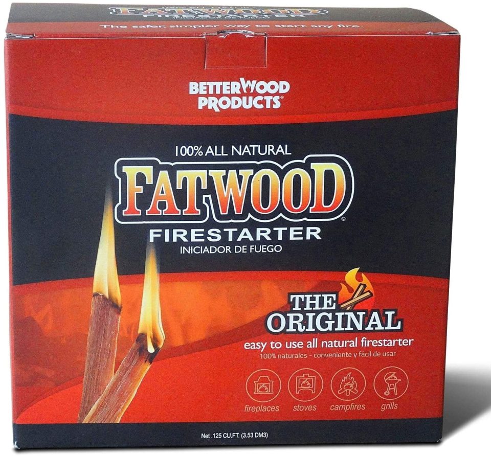 Versatile Betterwood 10lb Fatwood Natural Pine Firestarter 4 Pack for Campfire, BBQ, or Pellet Stove; Non-Toxic and Water Resistant