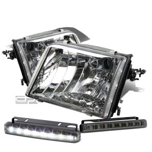 Prime CHROME HOUSING CRYSTAL LENS HEAD+SMOKE LED FOG LIGHT KIT 93-97 D RANGER