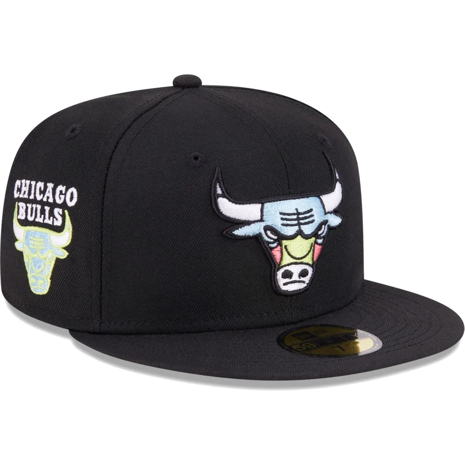 Silicone Men's New Era Black Chicago Bulls Color Pack 59FIFTY Fitted Hat