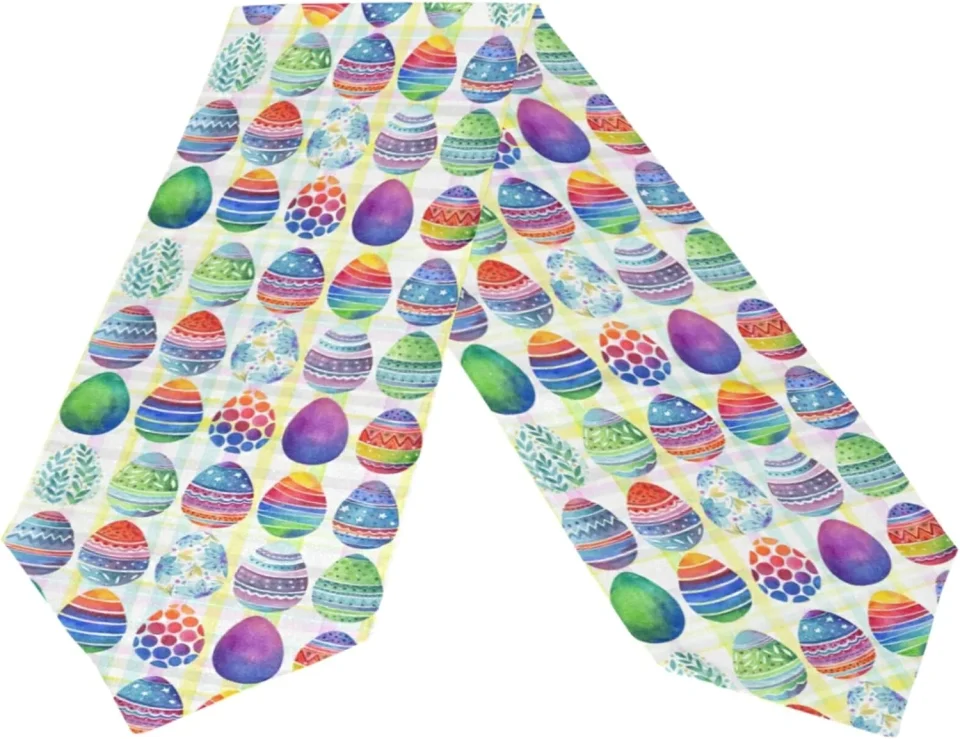 Glass Easy-Clean Bestwell Double Sided Watercolor Floral Easter Eggs Long Polyester Table Runner 13 x 70 Inches Table Cloth Cover Placemats for Kitchen Dinning Living Holiday Home Decor
